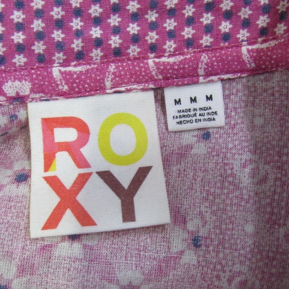 NEW Roxy Pink Handkerchief Print Snap Shirt Size M - Picture 6 of 7